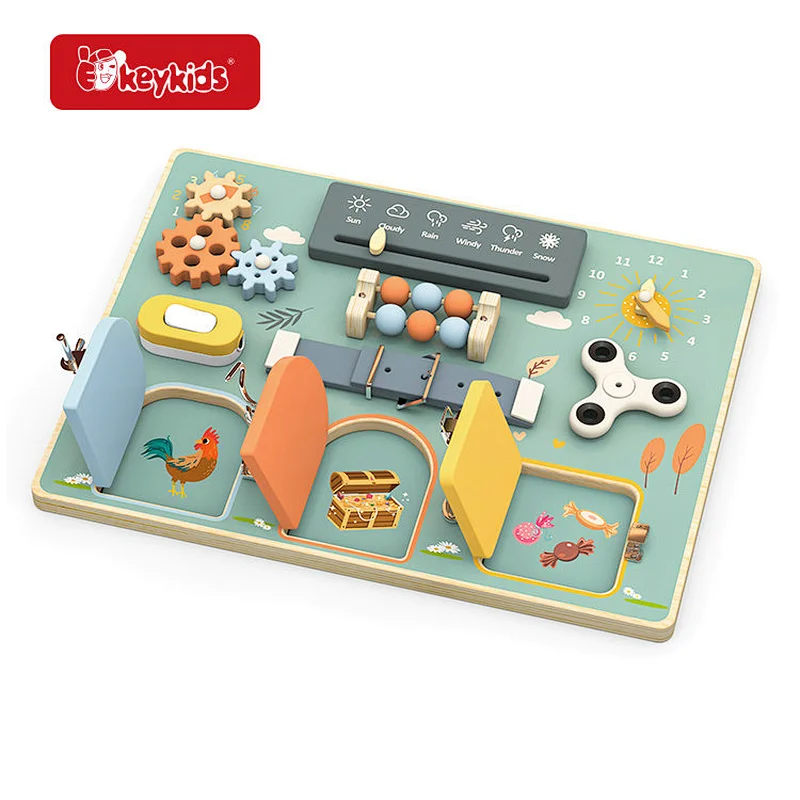 Preschool Learning Activities Toddlers Wooden Activity Board with Lock W12D671